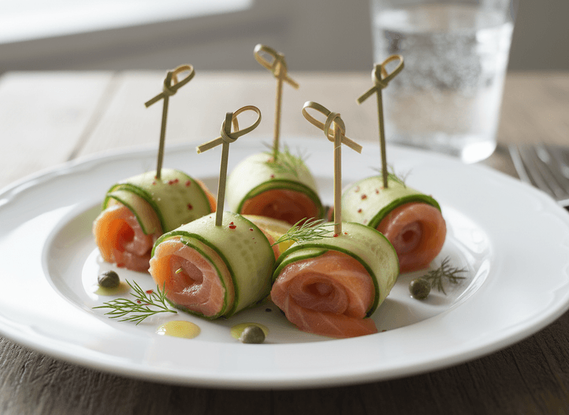 Smoked Salmon Roll-Ups with Cucumber Slices
