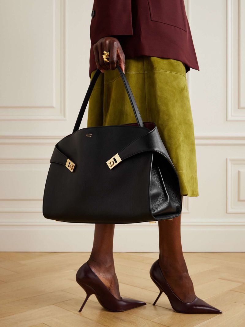 FERRAGAMO Hug Medium Leather-Trimmed Tote