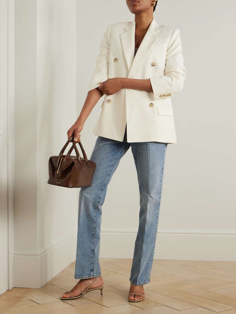 FRAME The Relaxed Everyday Double-Breasted Woven Blazer