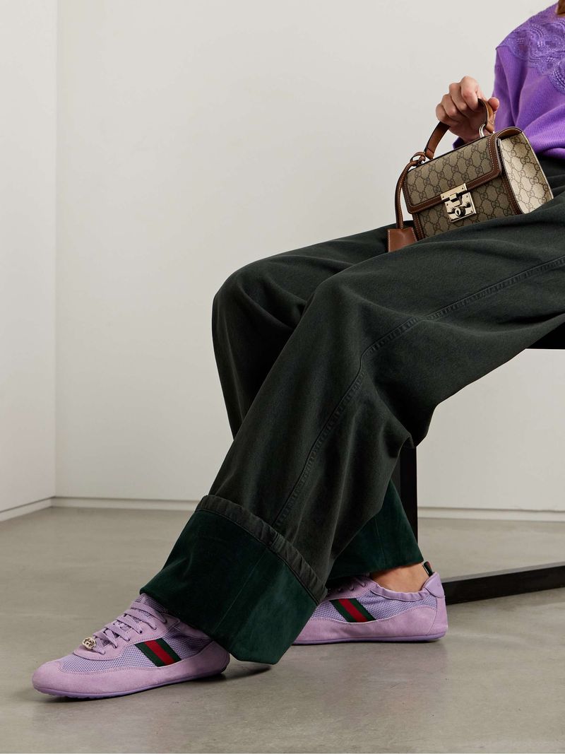GUCCI Shift Webbing and Suede Sneakers