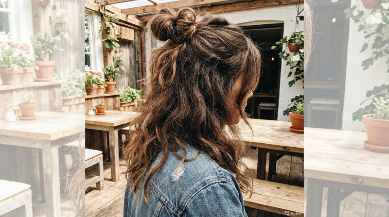 Half-Up Top Knot with Loose Strands