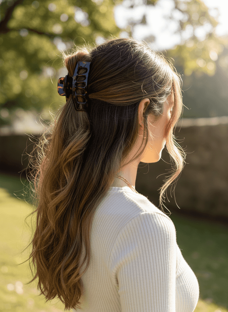 Half-Up Twist Secured with a Claw Clip