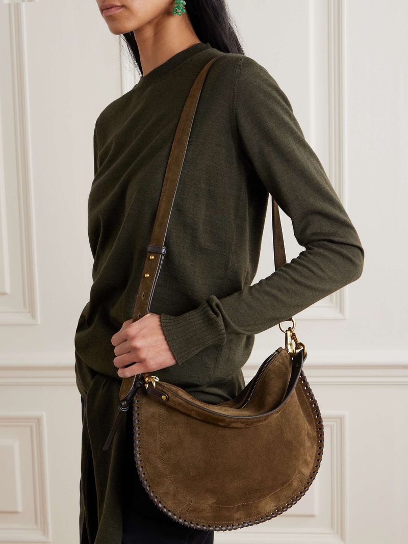 ISABEL MARANT Oskan Soft Whipstitched Suede Shoulder Bag