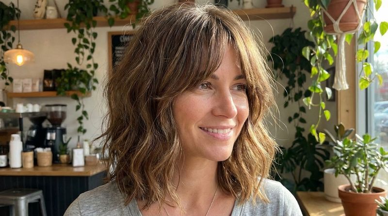 Layered Lob with Curtain Bangs