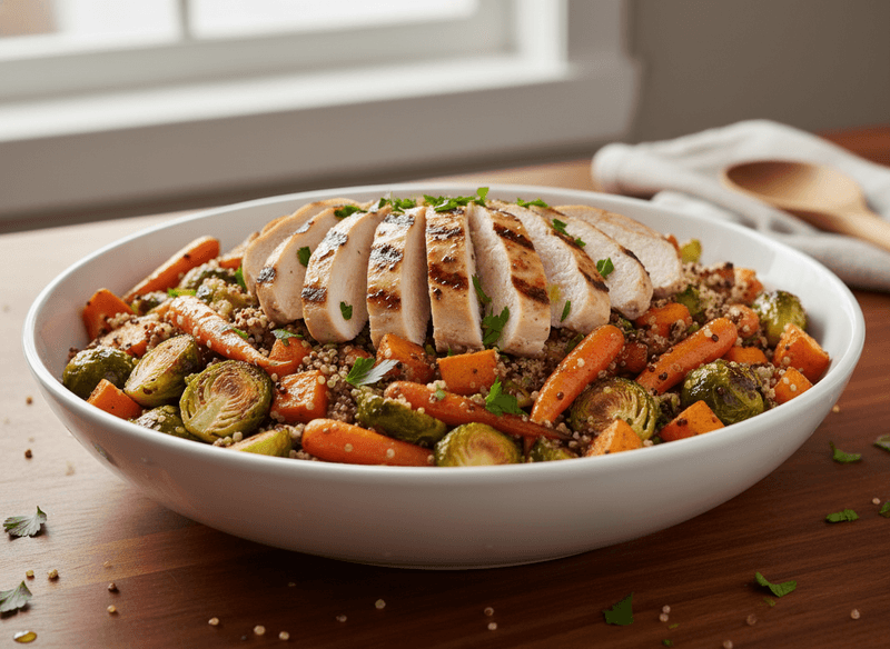 Leftover Roasted Vegetables with Grains and Protein