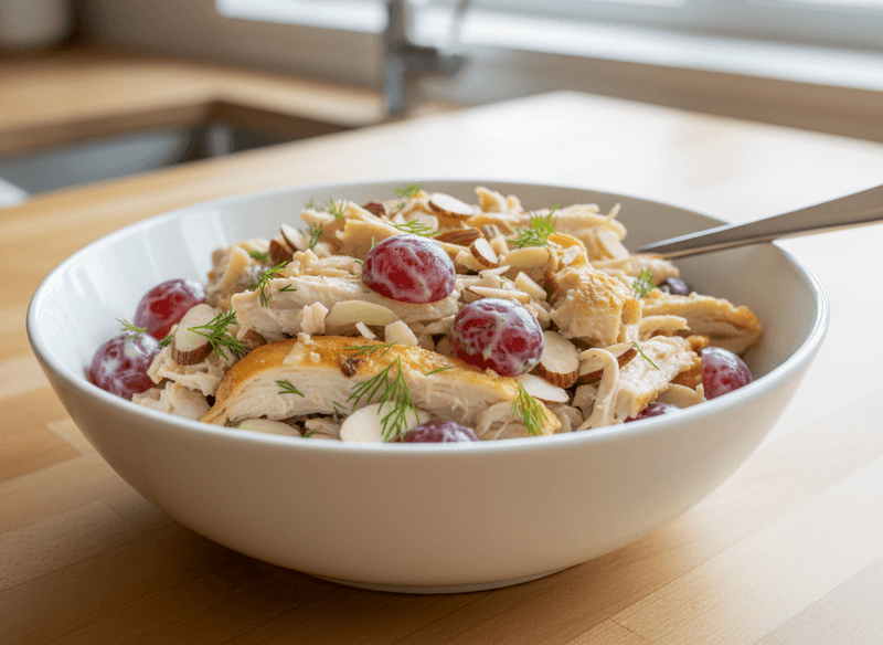 Rotisserie Chicken Salad with Grapes, Almonds & Dill Yogurt Dressing
