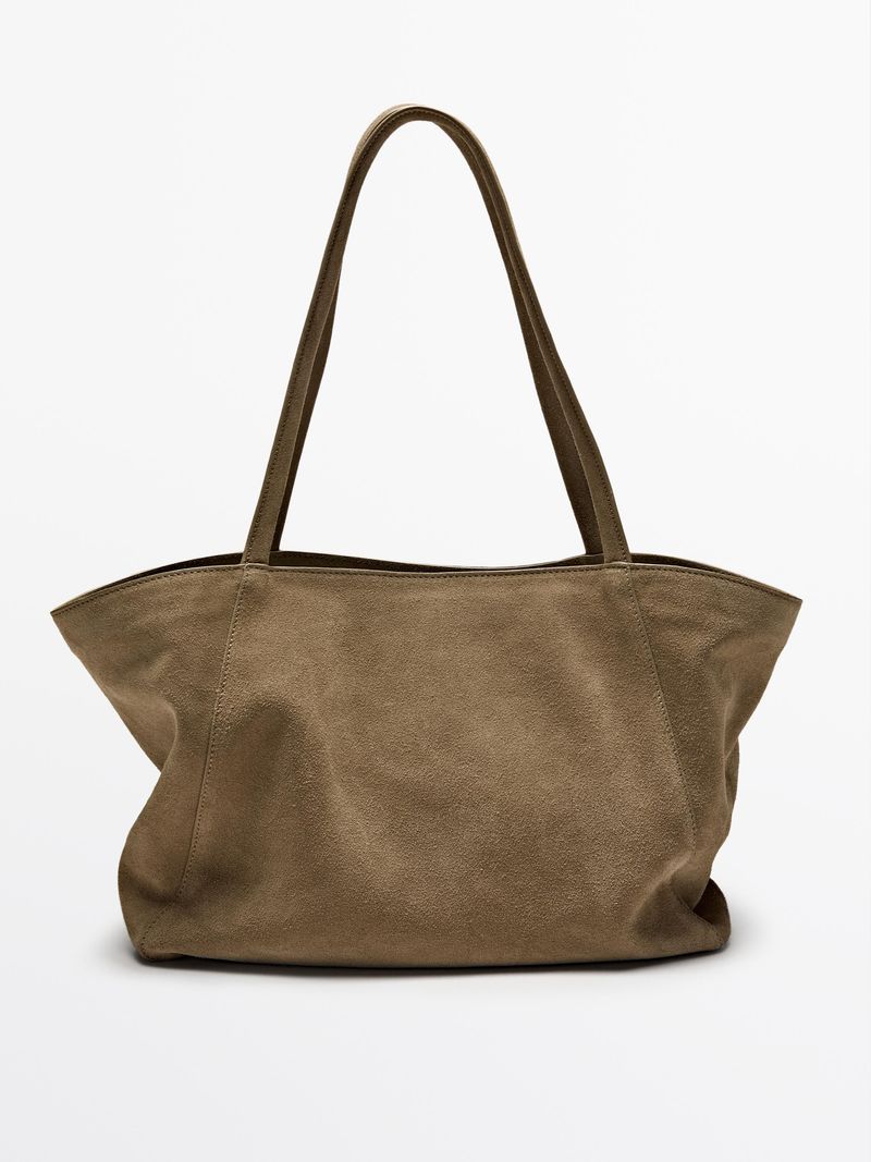 Massimo Dutti Split Suede Tote
