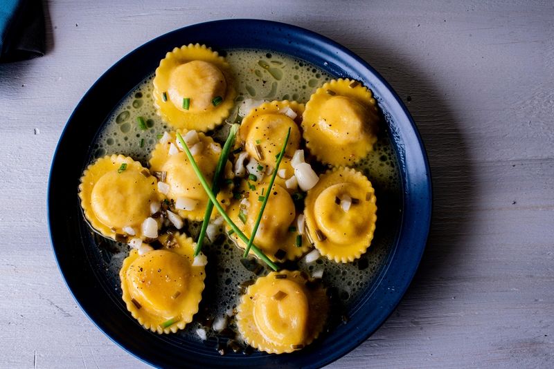 Lobster Ravioli with Cream Sauce