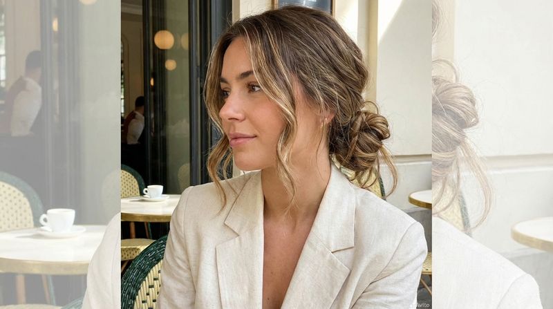 Low Messy Bun with Face-Framing Pieces