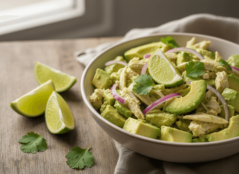 Avocado Chicken Salad with Lime, Cilantro & Red Onion