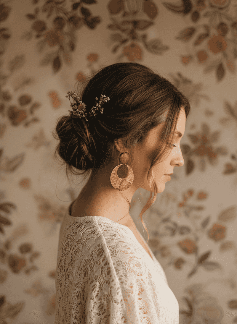 Messy Low Bun with Soft Pull-Outs