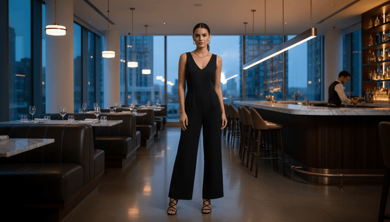 Minimal Jumpsuit + Strappy Heels