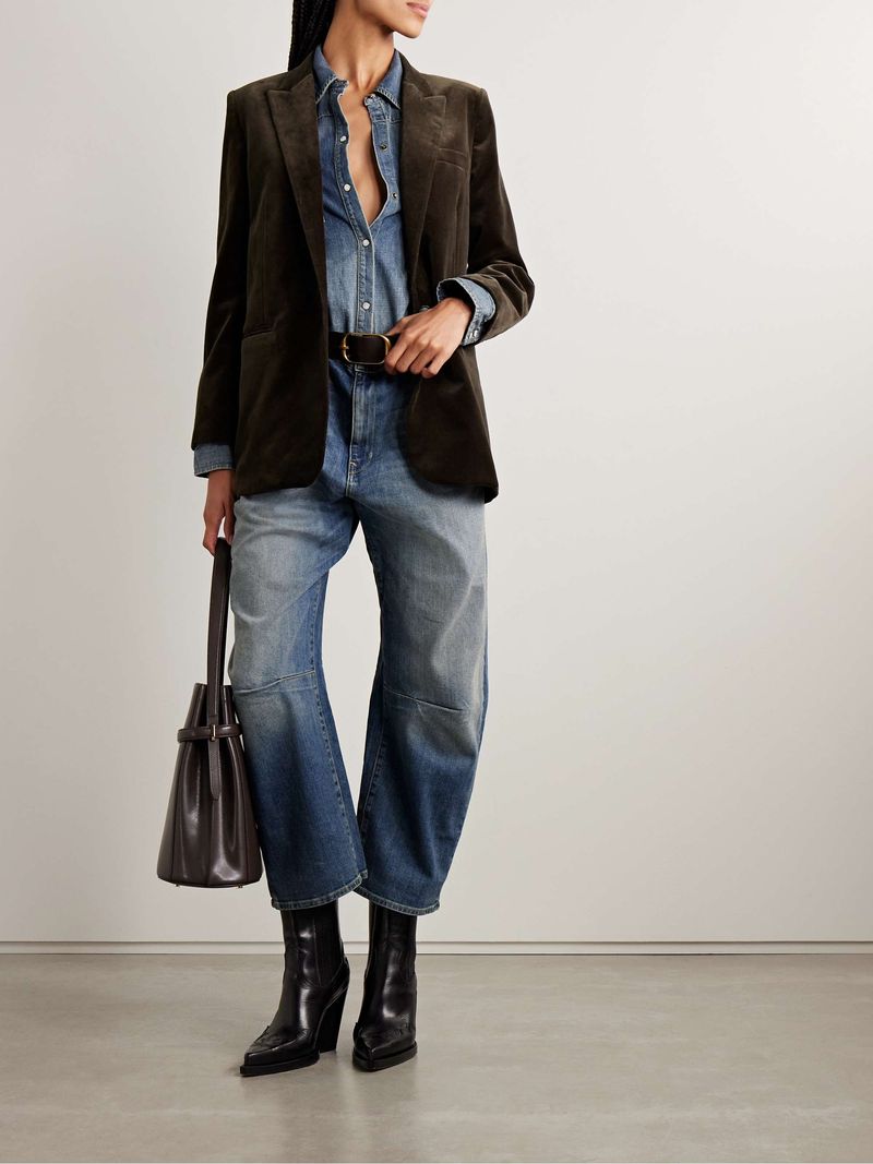 NILI LOTAN Diane Cotton-Blend Velvet Blazer