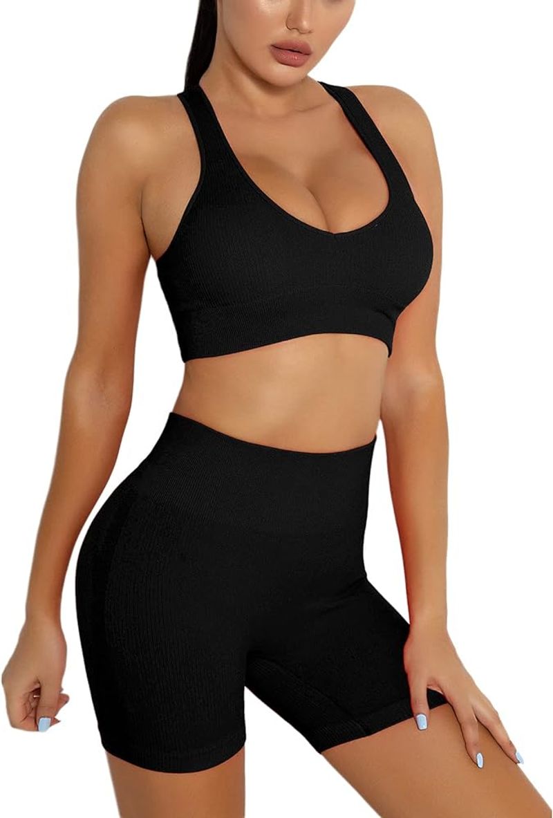 Biker Shorts + Strappy Bra Ensemble