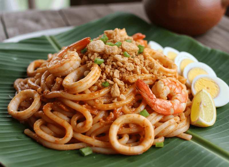 Pancit Malabon (Thick Rice Noodles with Seafood)