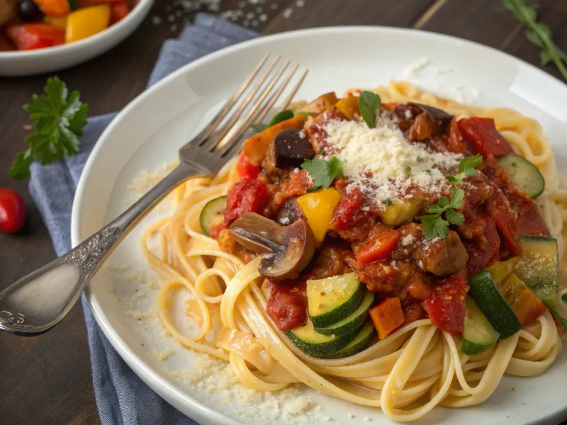 Pasta with Tomato Sauce and Mixed Vegetables