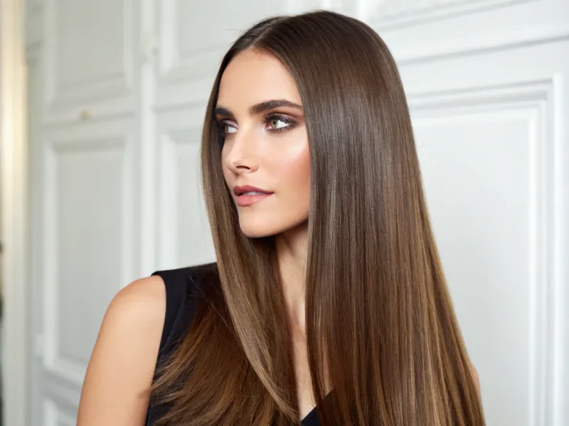 Poker-Straight Hair with Blunt Ends