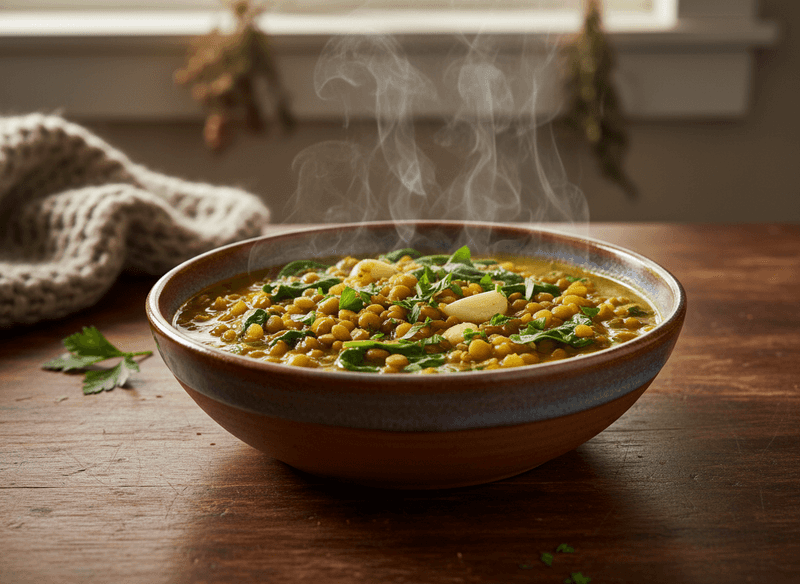 Warm Lentil & Spinach Stew