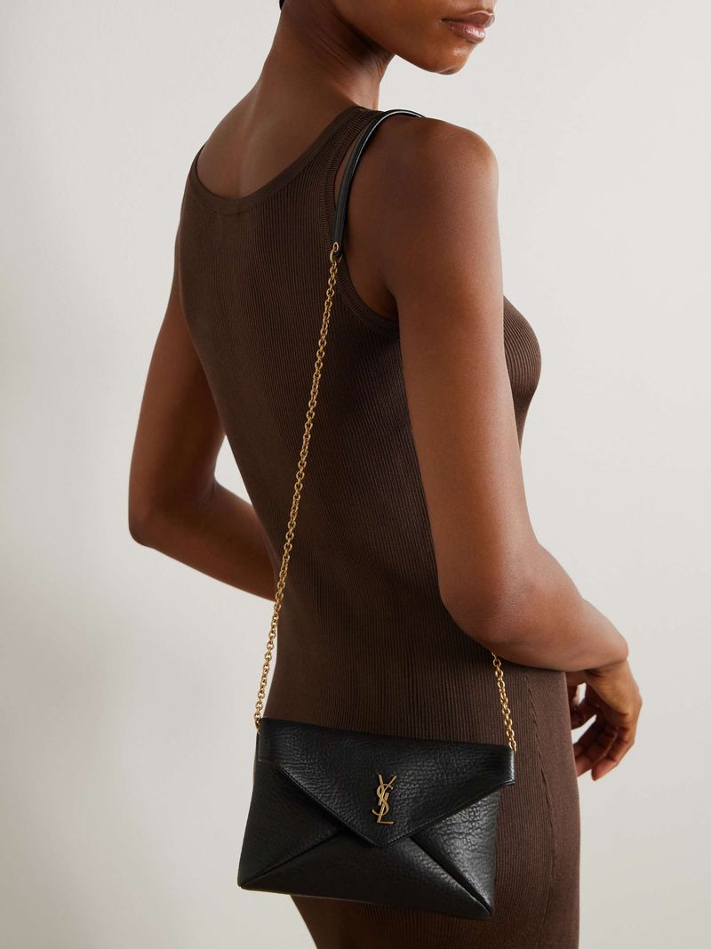 SAINT LAURENT Cassandre Textured-Leather Shoulder Bag