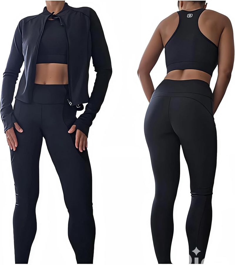 Lightweight Zip-Up Jacket Layered Over Tank & Leggings