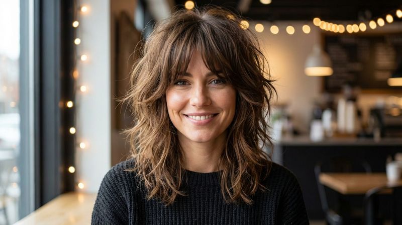 Shaggy Layers with Curtain Bangs