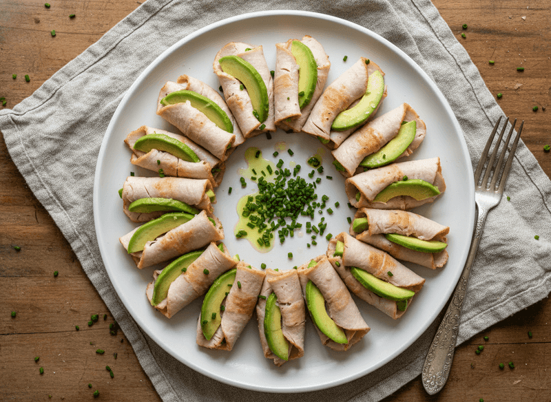 Turkey or Chicken Slices Wrapped Around Avocado Wedges