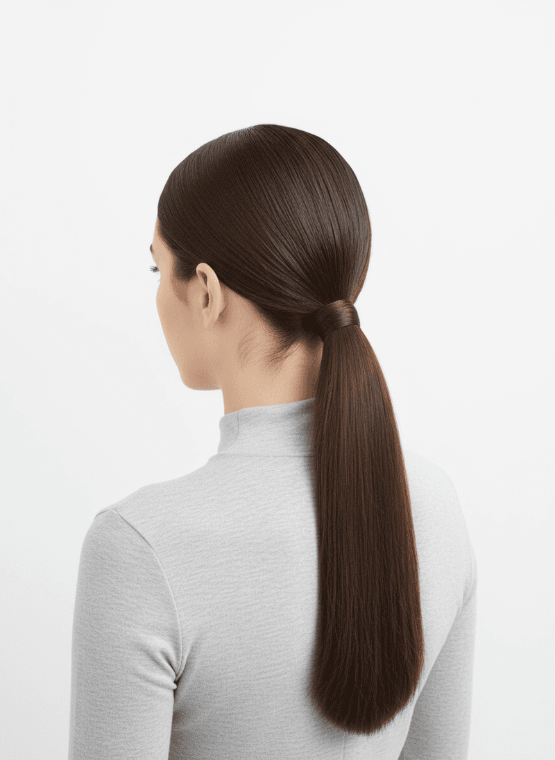 Sleek Low Pony with a Middle Part