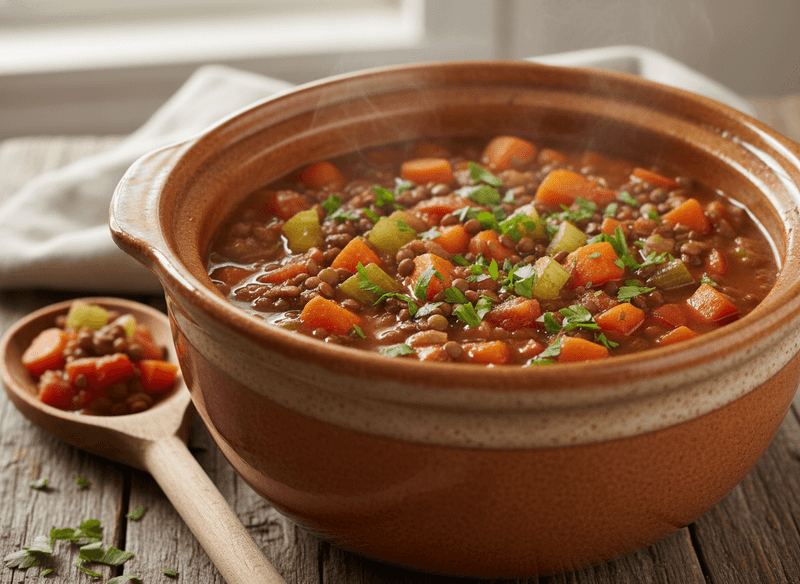 Slow Cooker Hearty Lentil & Vegetable Stew