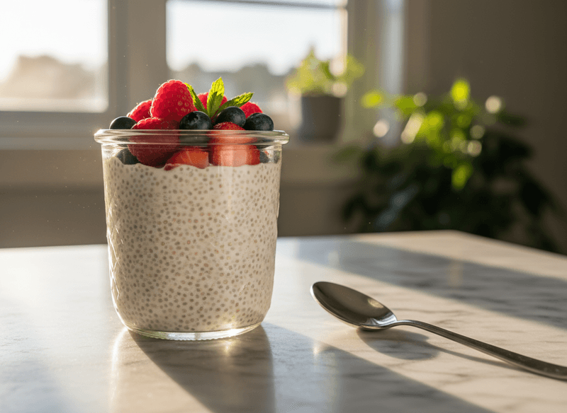 Protein Chia Pudding Made with Soy or High-Protein Milk