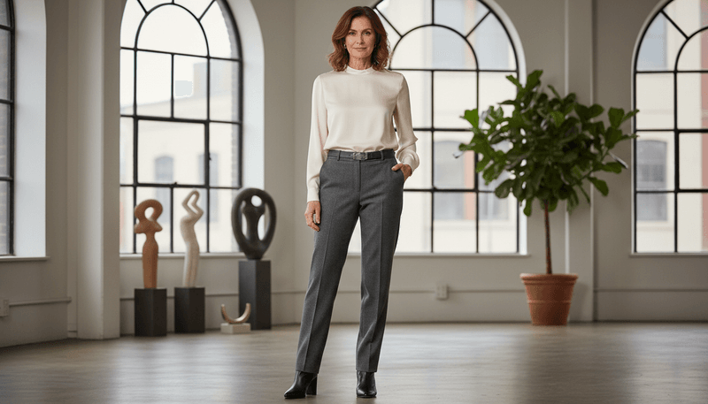Straight-Leg Trousers with a High Waist