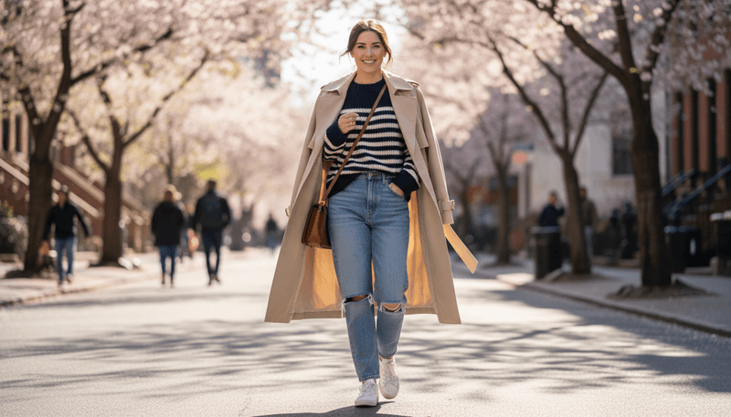 Striped Knit Sweater + Light-Wash Denim