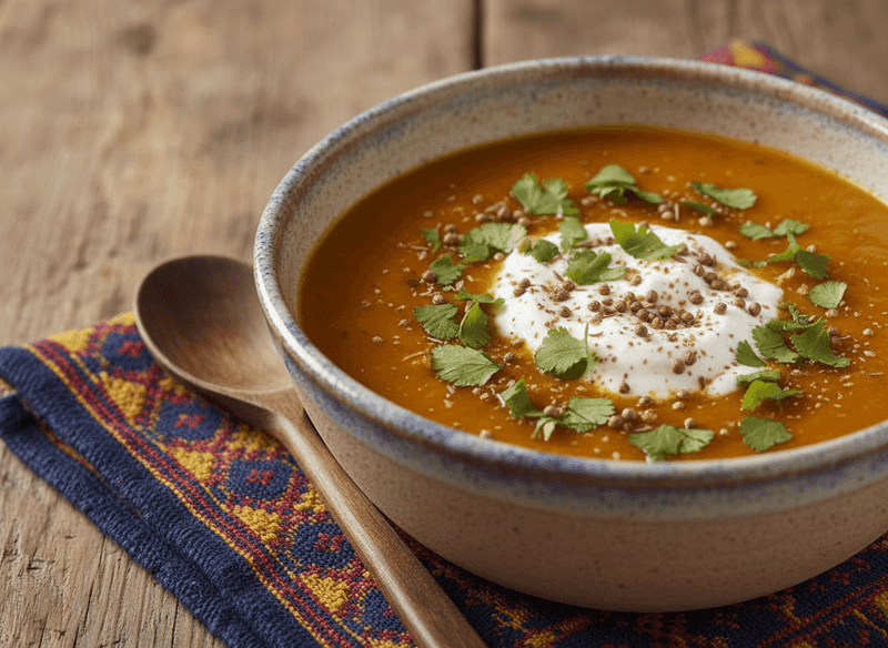 Moroccan Spiced Carrot & Lentil Soup