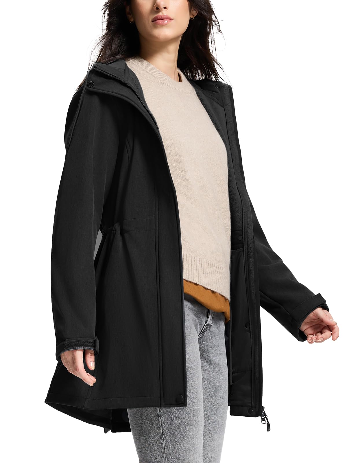 SaphiRose Women’s Waterproof Long Softshell with Fleece