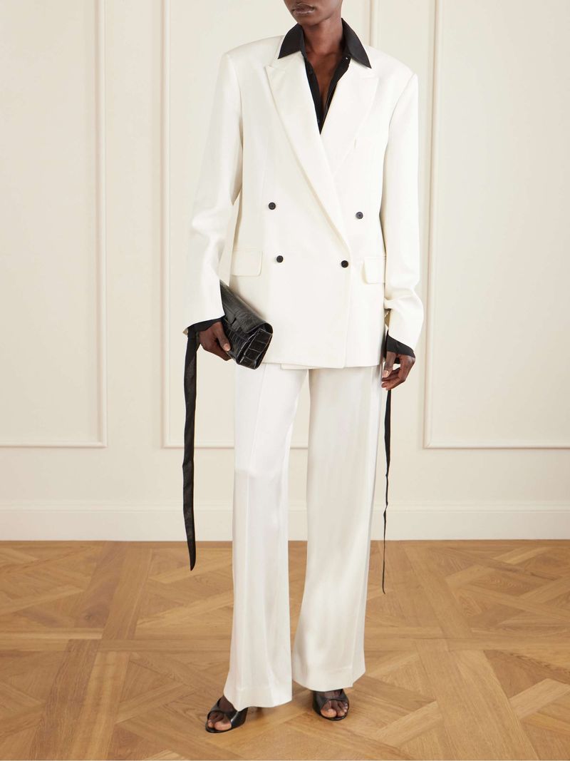 THE FRANKIE SHOP Newark Double-Breasted Twill Blazer