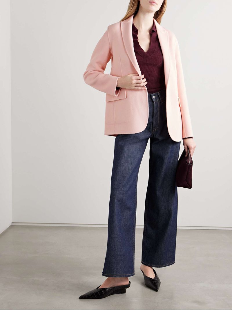 THEORY Wool and Cashmere-Blend Felt Blazer (Blush)
