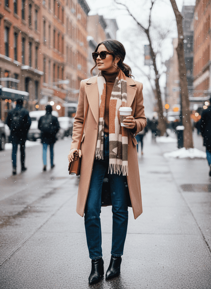 Tailored Wool Coat Meets Chocolate Warmth