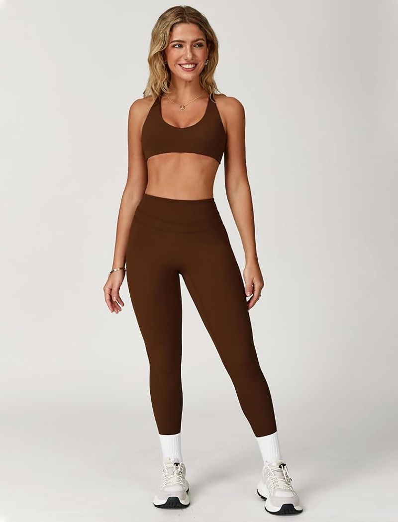 High-Waist Pilates Leggings + Matching Sports Bra Set