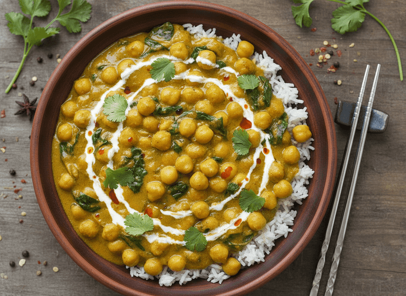 Creamy Chickpea & Spinach Coconut Curry