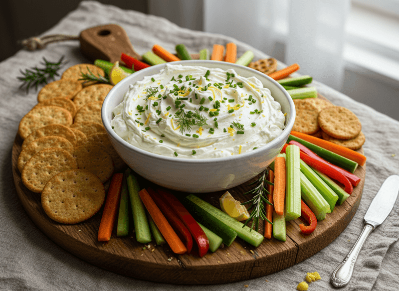 Whipped Garlic Herb Cream Cheese with Lemon Zest