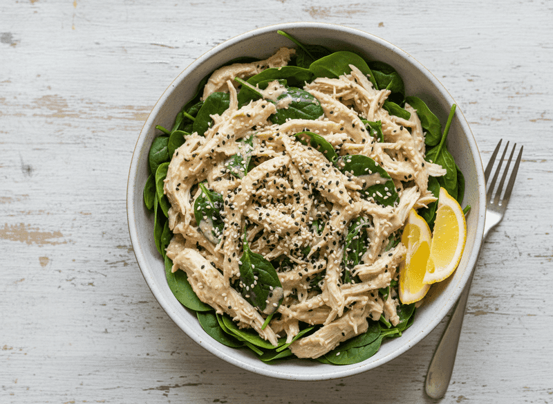 Lemon-Tahini Chicken Salad with Baby Spinach