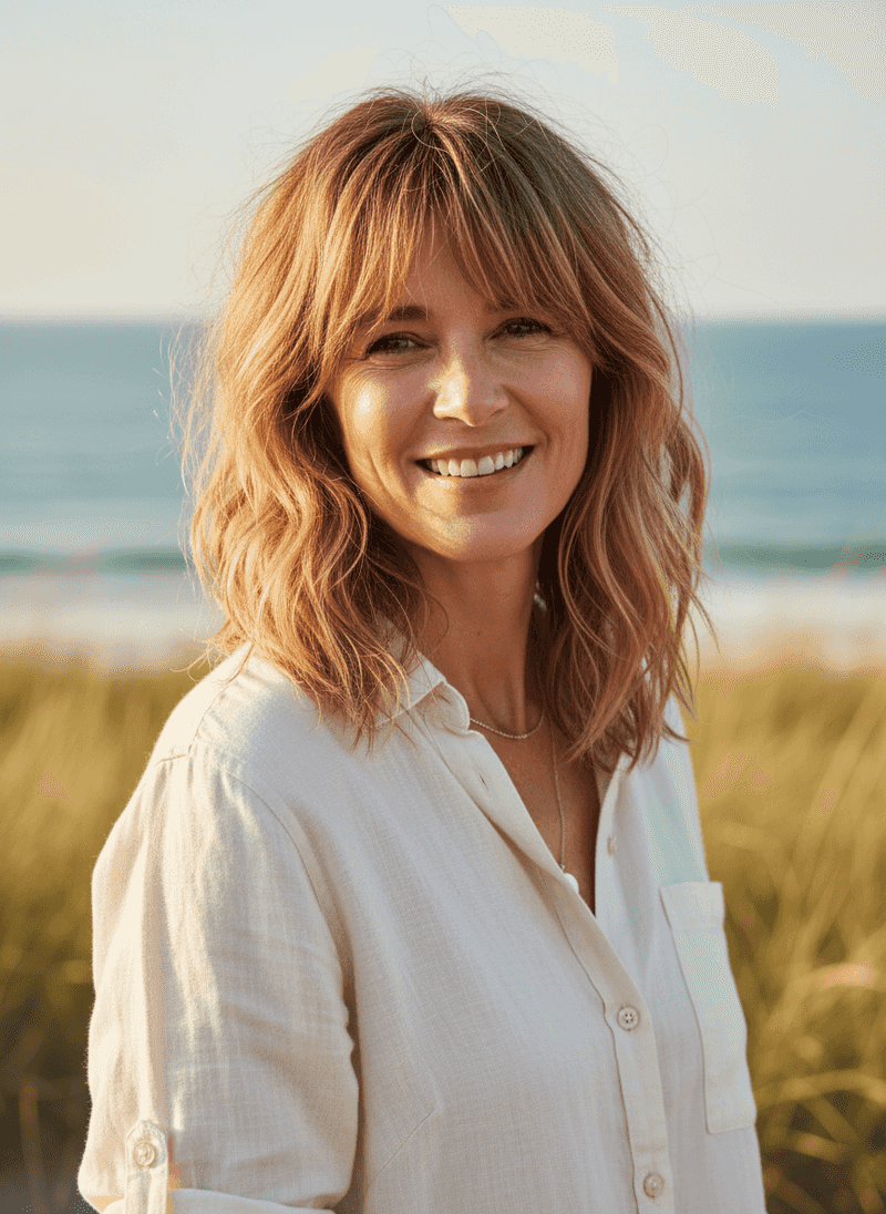 Tousled Waves with Curtain Bangs