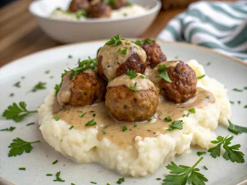 Turkey Swedish Meatballs with Cauliflower Mash