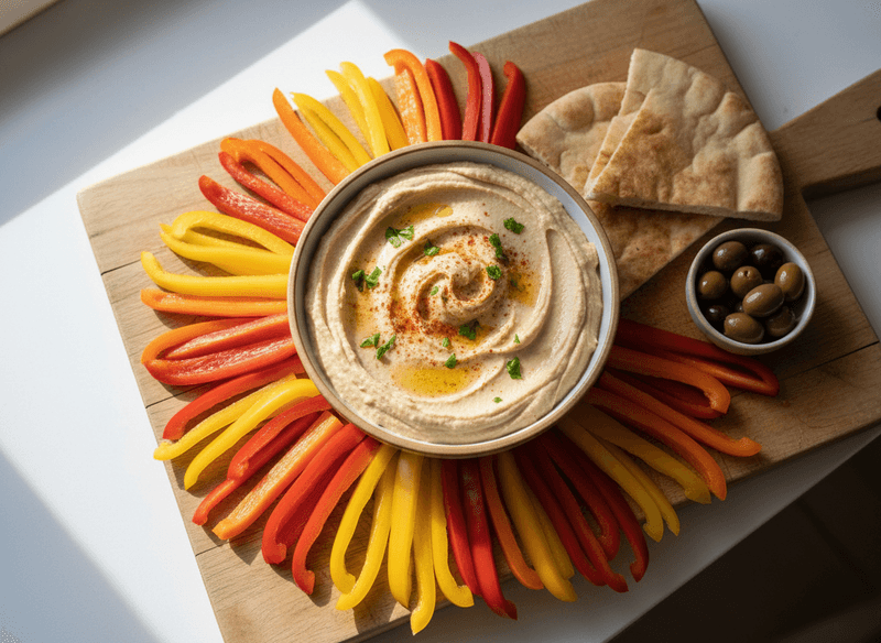 High-Protein Hummus with Bell Pepper Strips