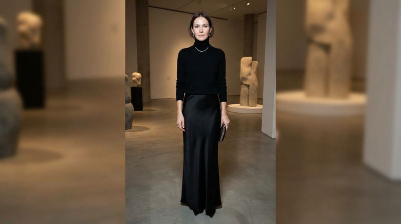 Turtleneck Sweater + Satin Slip Skirt