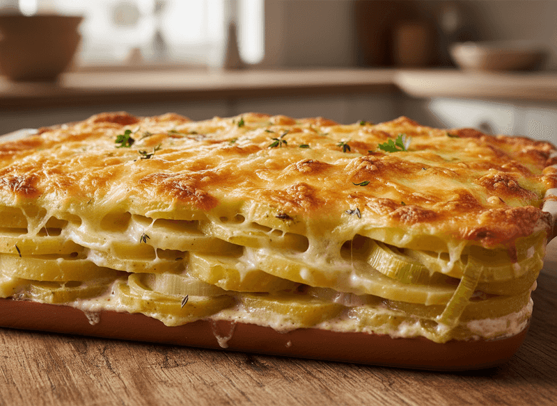Creamy Potato and Leek Gratin