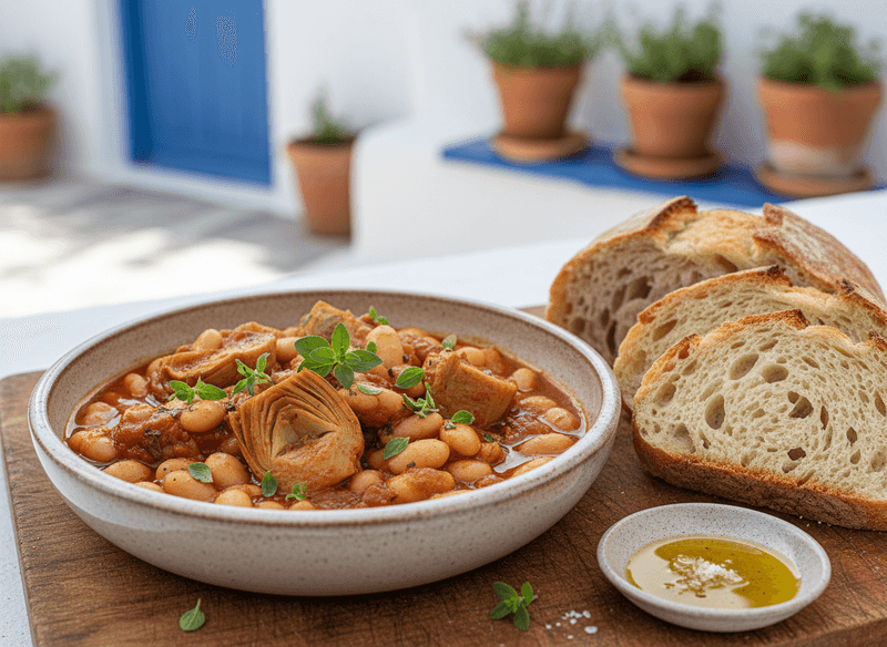Braised Artichokes with White Beans