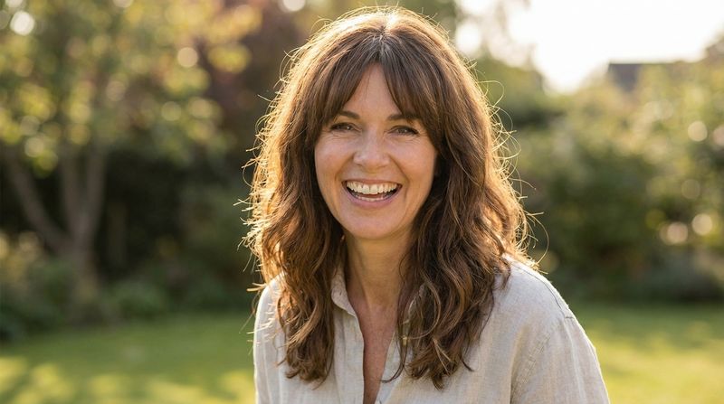 Wavy Mid-Length with Curtain Bangs