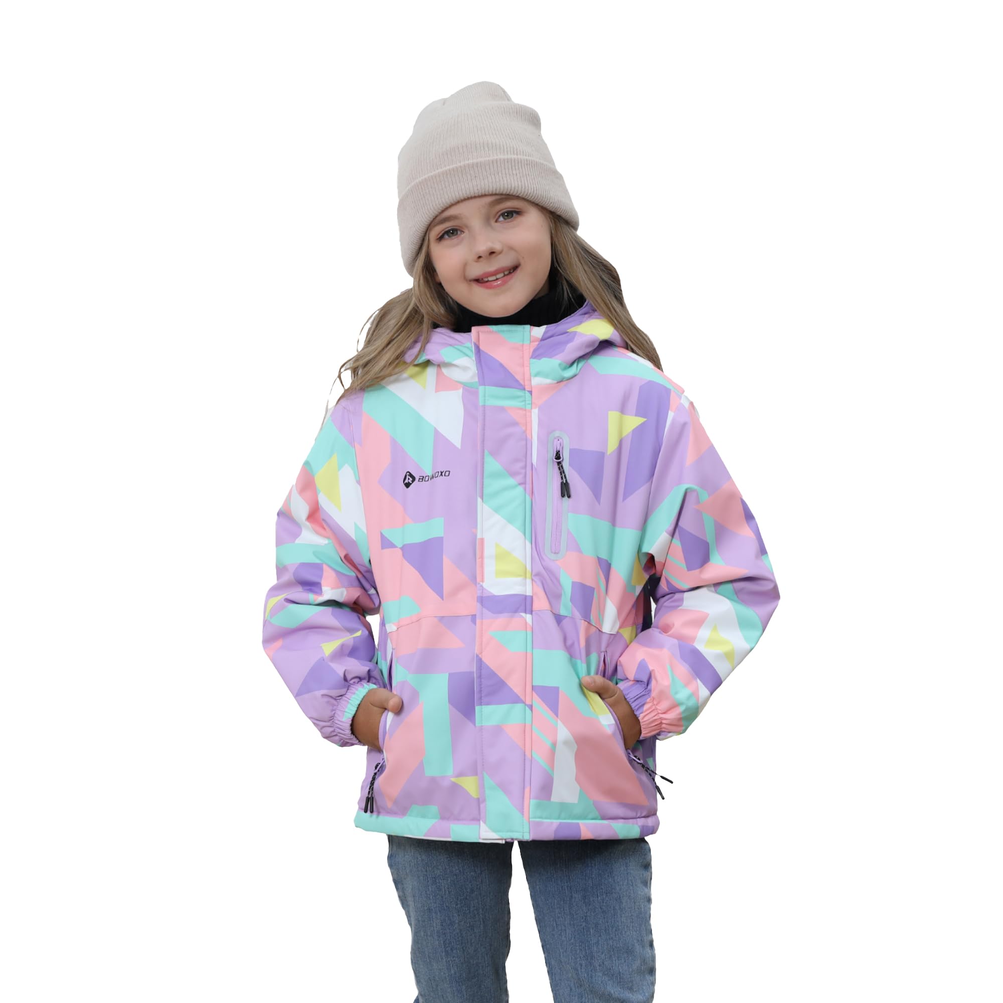 Girls Waterproof Ski Jacket with Fleece Lining