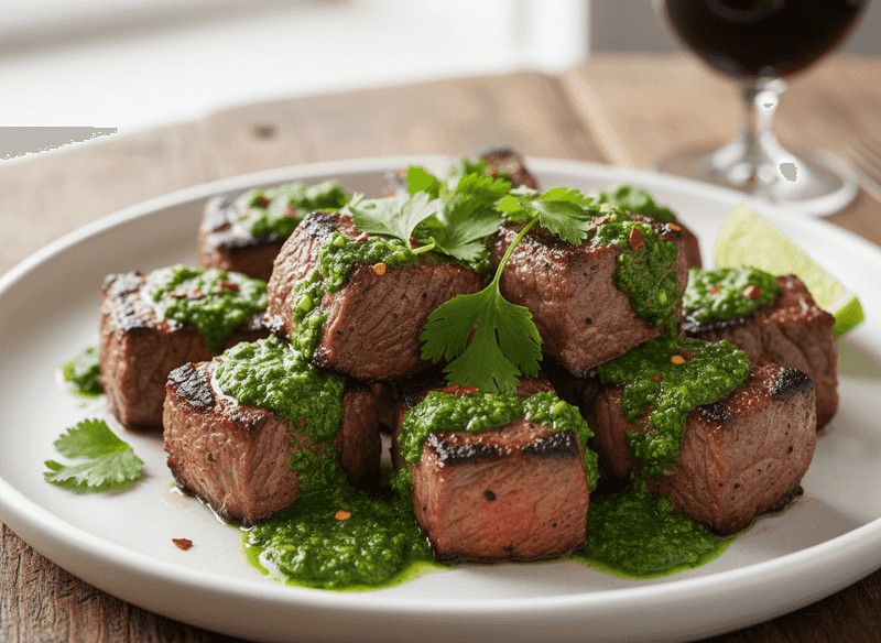 Air-Fried Steak Bites with Chimichurri