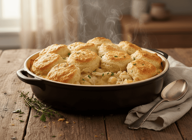Creamy Potato Soup Chicken & Biscuit Bake